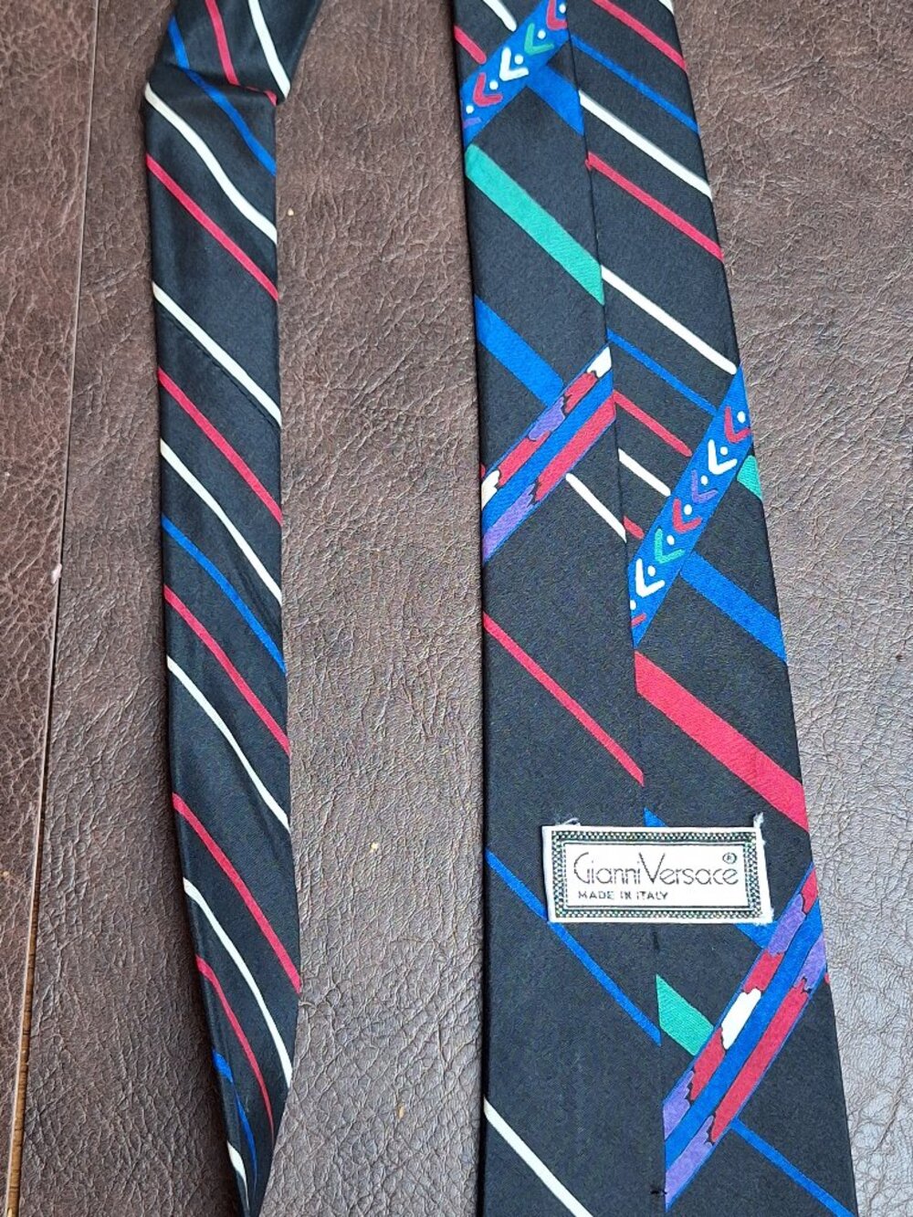 Vintage Gianni Versace Silk Tie - Geometric Stripe